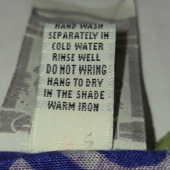 Globe Trotter Womens XL Snap Up Shirt Flowy Pirple Green Artsy Stars Colorful - Picture 13 of 13